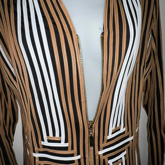 CHICO'S TRAVELERS SIZE 0 MS SIZE 4-6 FAUX LEATHER RIBBON JACKET BLAZER - Picture 12 of 14